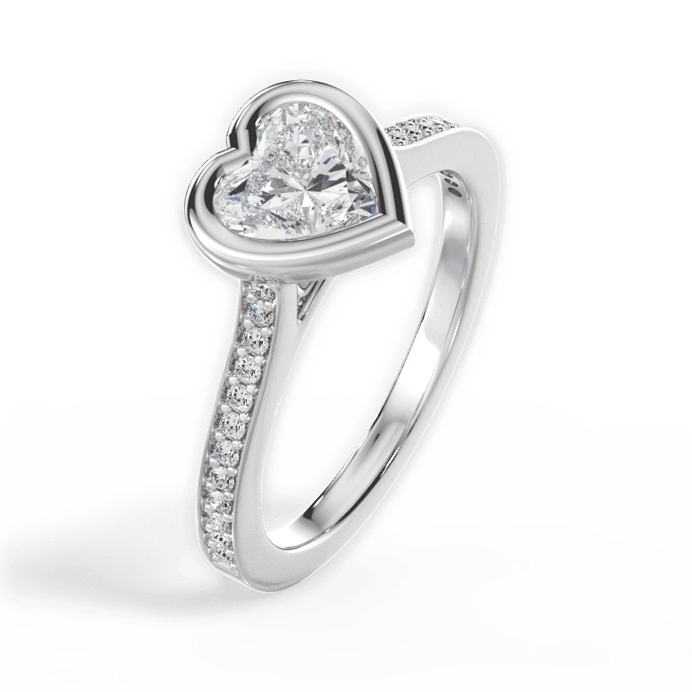 14kt White Gold/18kt White Gold/Platinum/heart/side