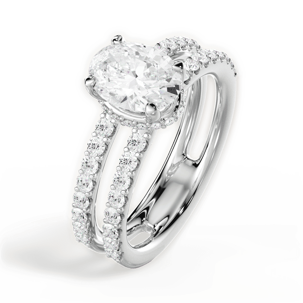 14kt White Gold/18kt White Gold/Platinum/oval/side