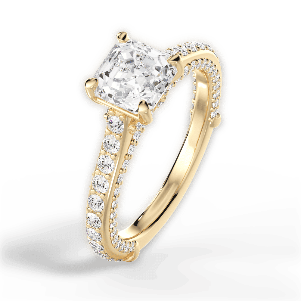 14kt Yellow Gold/18kt Yellow Gold/asscher/side