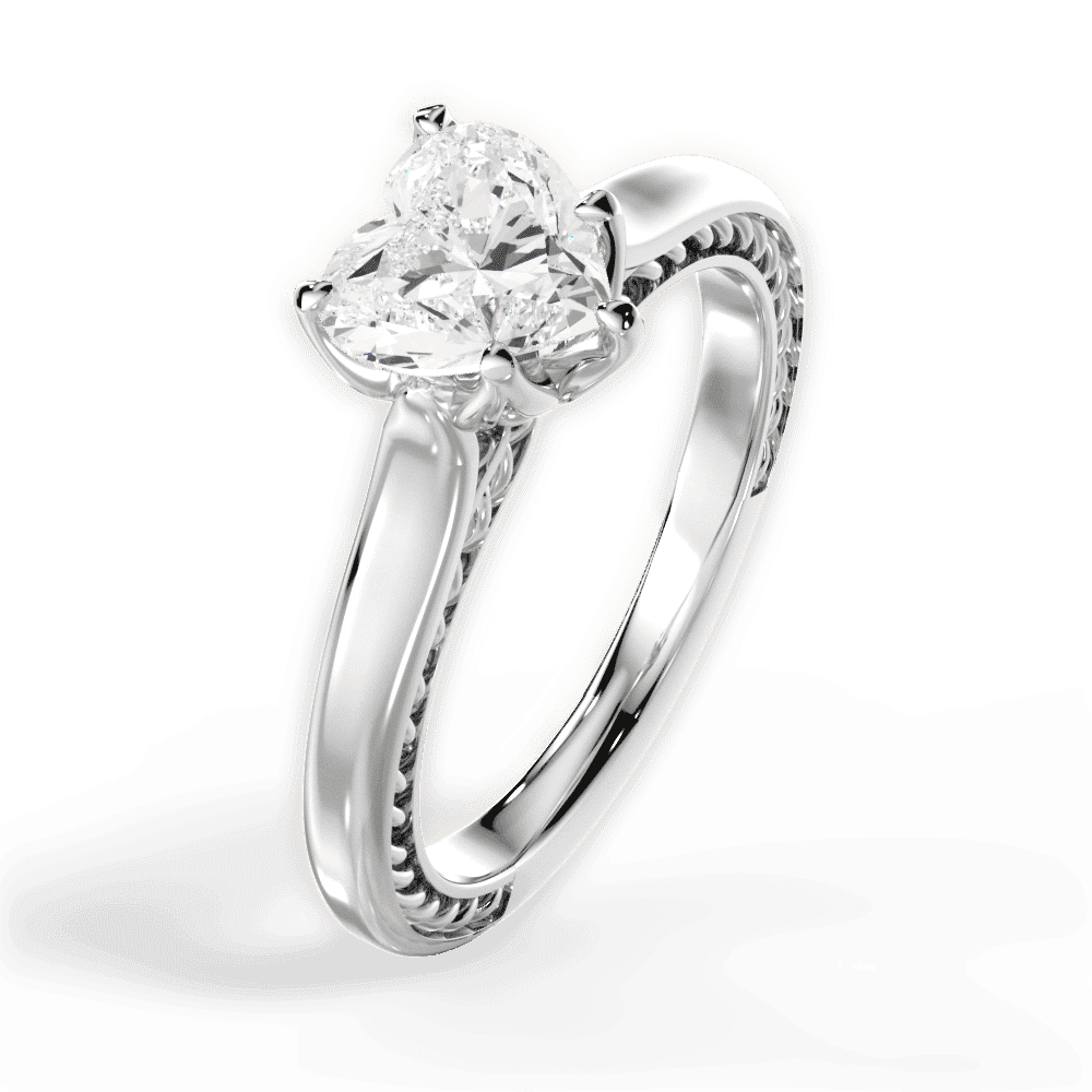 14kt White Gold/18kt White Gold/Platinum/heart/side