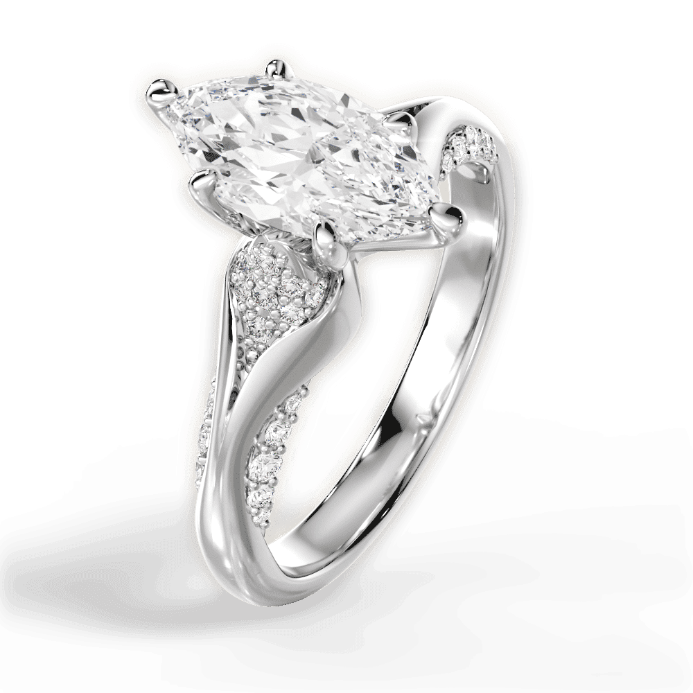 14kt White Gold/18kt White Gold/Platinum/marquise/side
