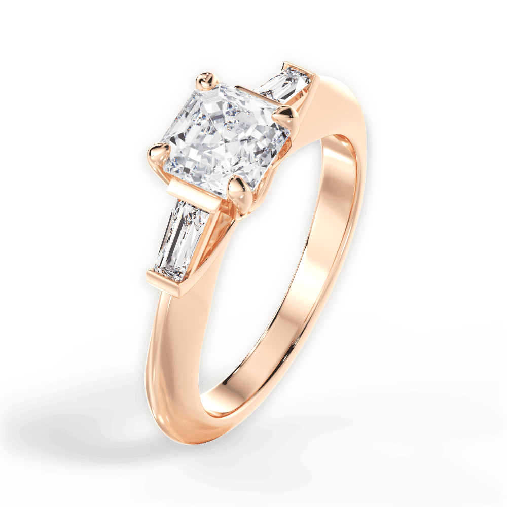 14kt Rose Gold/18kt Rose Gold/asscher/side