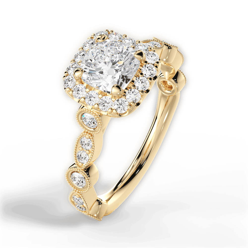 14kt Yellow Gold/18kt Yellow Gold/cushion/side