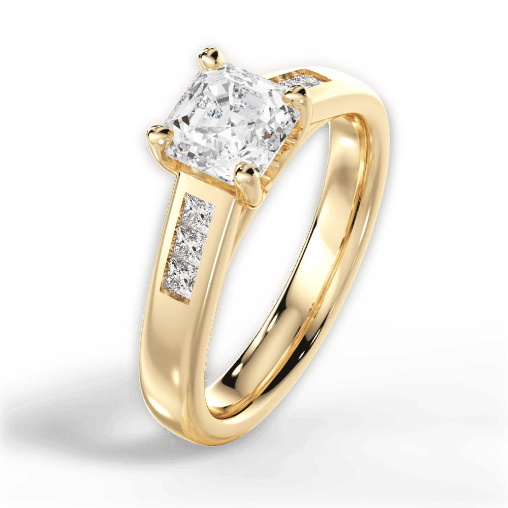 14kt Yellow Gold/18kt Yellow Gold/asscher/side