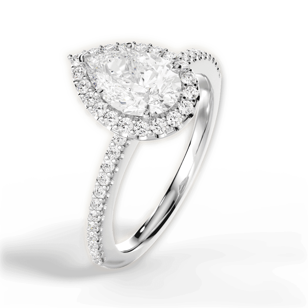 14kt White Gold/18kt White Gold/Platinum/pear/side