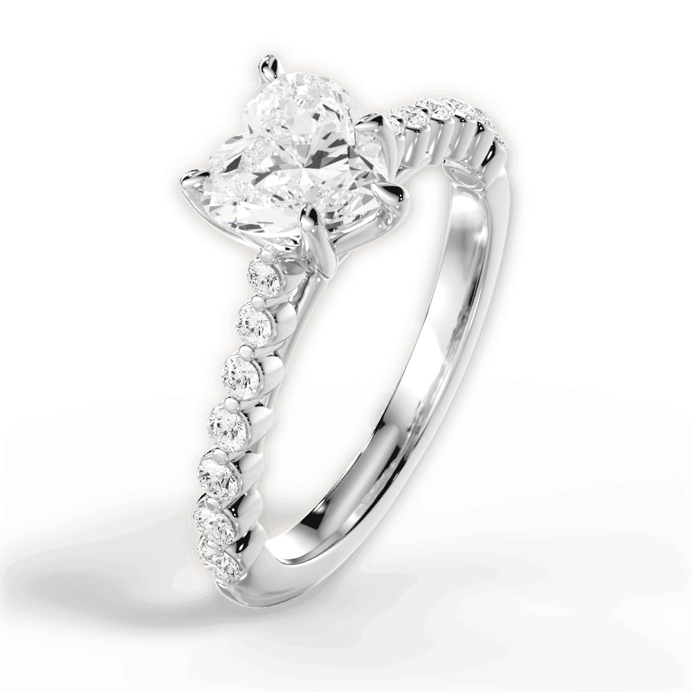 14kt White Gold/18kt White Gold/Platinum/heart/side