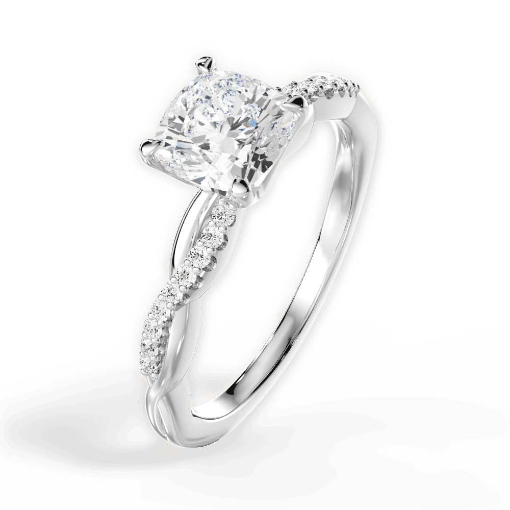 14kt White Gold/18kt White Gold/Platinum/cushion/side