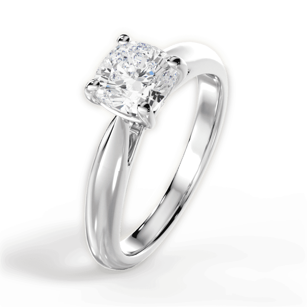 14kt White Gold/18kt White Gold/Platinum/cushion/side