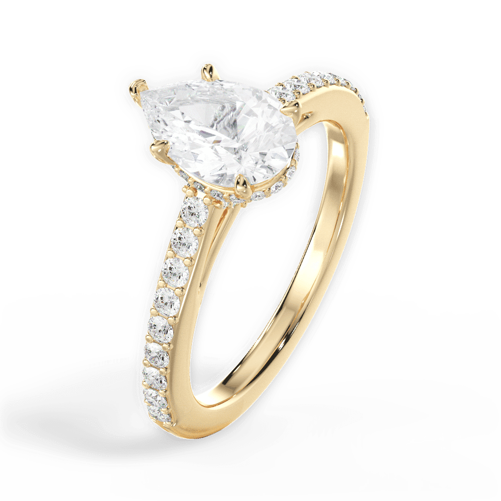 14kt Yellow Gold/18kt Yellow Gold/pear/side