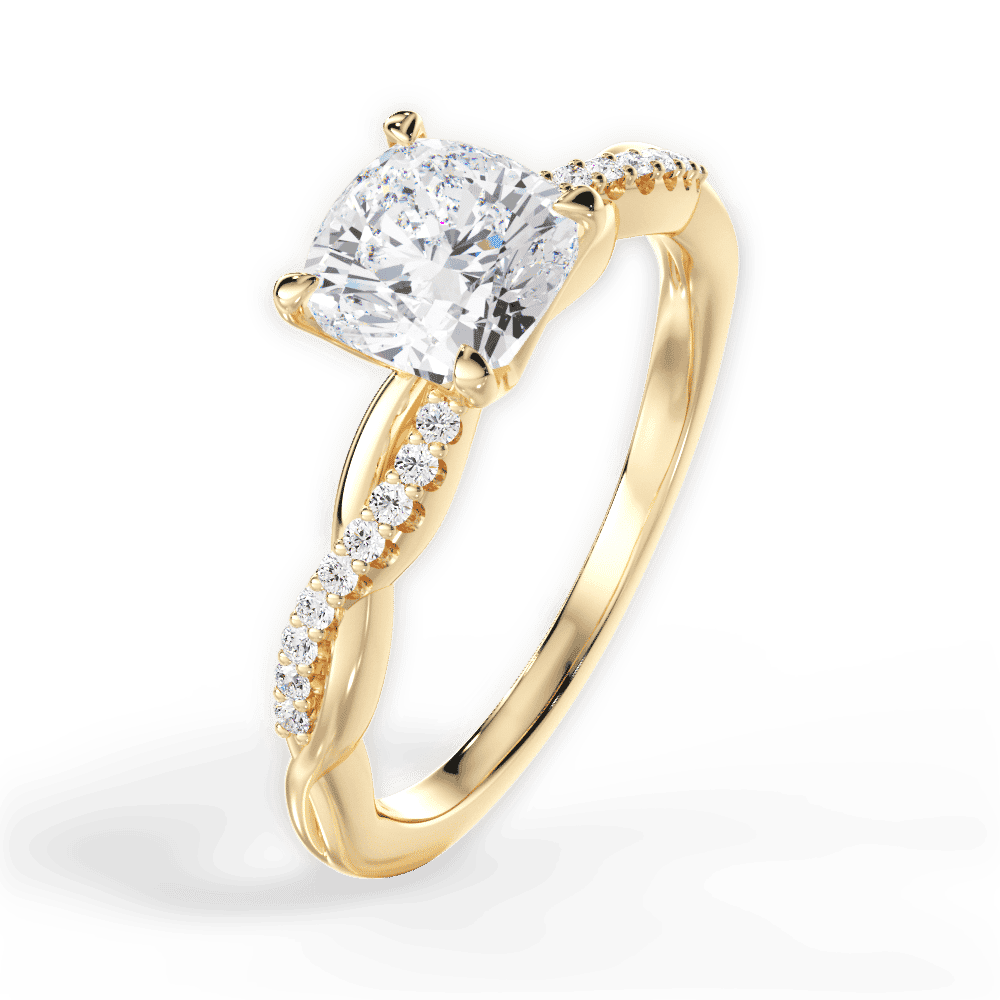 14kt Yellow Gold/18kt Yellow Gold/cushion/side