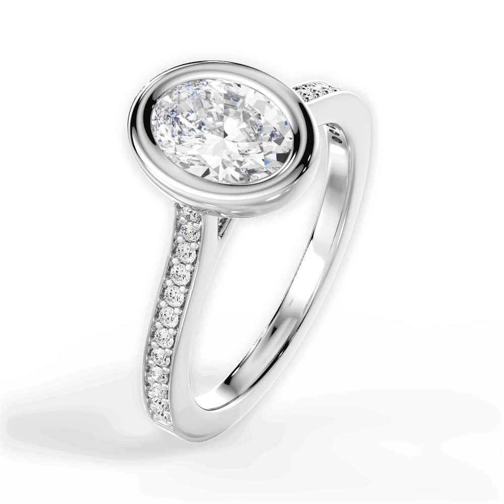 14kt White Gold/18kt White Gold/Platinum/oval/side
