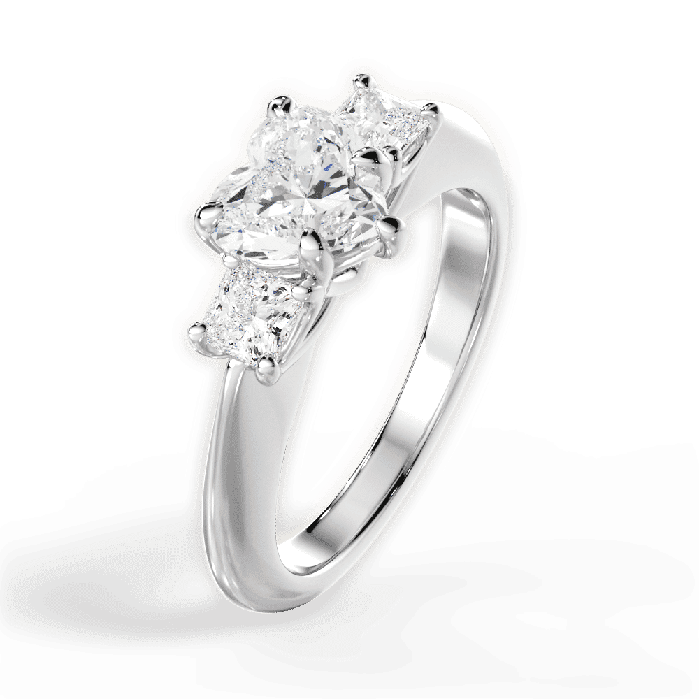 14kt White Gold/18kt White Gold/Platinum/heart/side