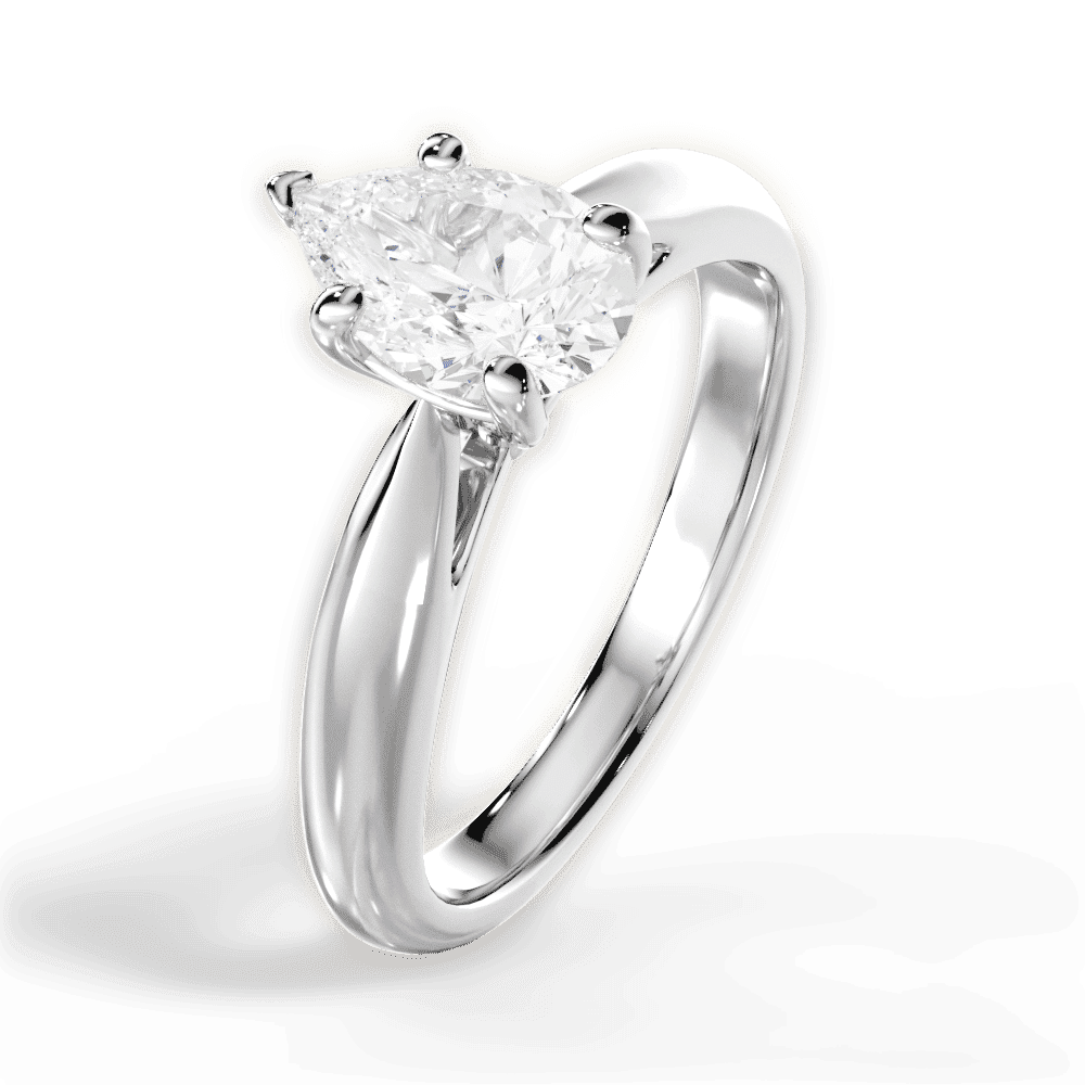 14kt White Gold/18kt White Gold/Platinum/pear/side