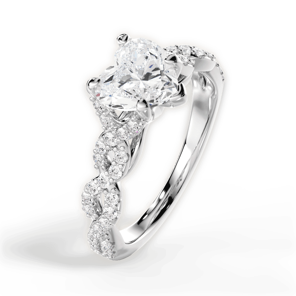 14kt White Gold/18kt White Gold/Platinum/heart/side