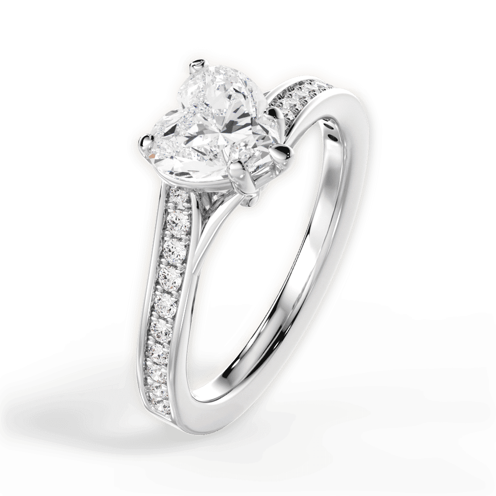 14kt White Gold/18kt White Gold/Platinum/heart/side