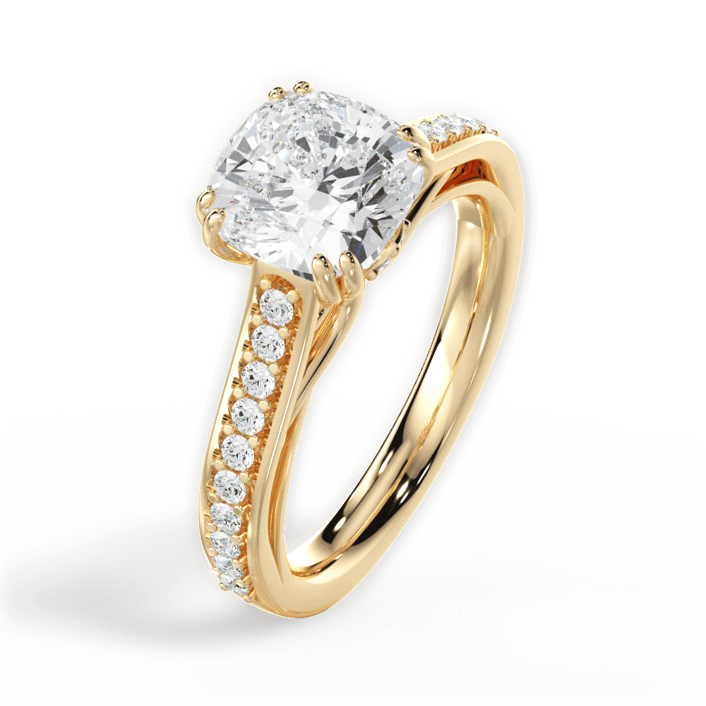 14kt Yellow Gold/18kt Yellow Gold/cushion/side