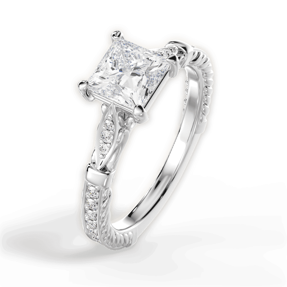 14kt White Gold/18kt White Gold/Platinum/princess/side