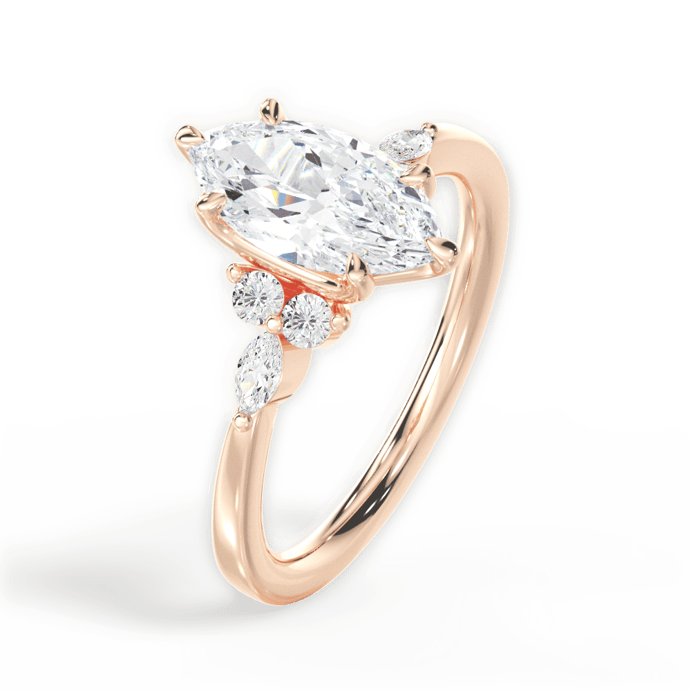 14kt Rose Gold/18kt Rose Gold/marquise/side