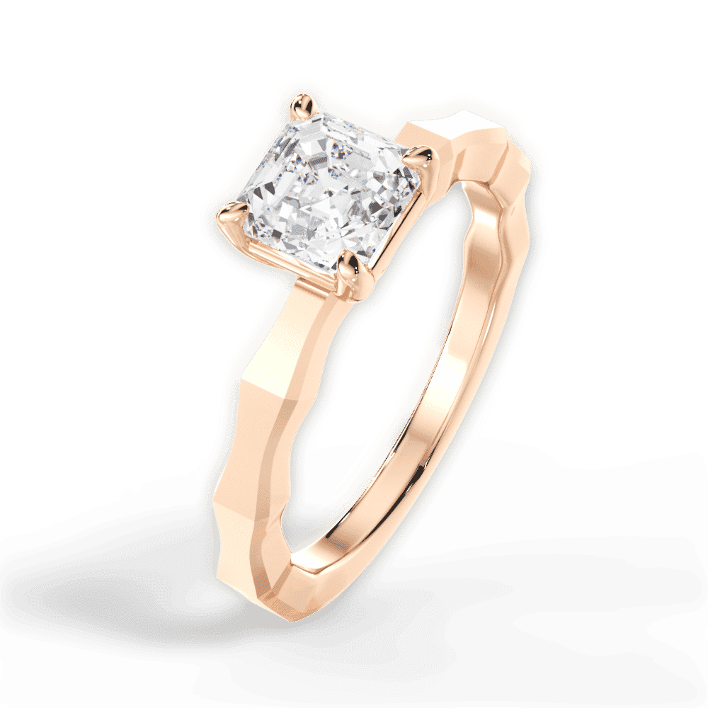14kt Rose Gold/18kt Rose Gold/asscher/side