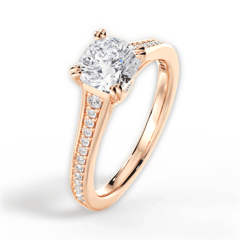 14kt Rose Gold/18kt Rose Gold/cushion/side