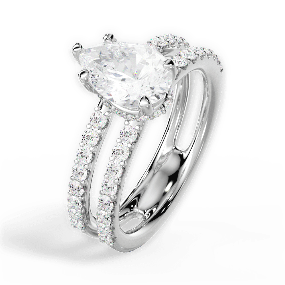 14kt White Gold/18kt White Gold/Platinum/pear/side