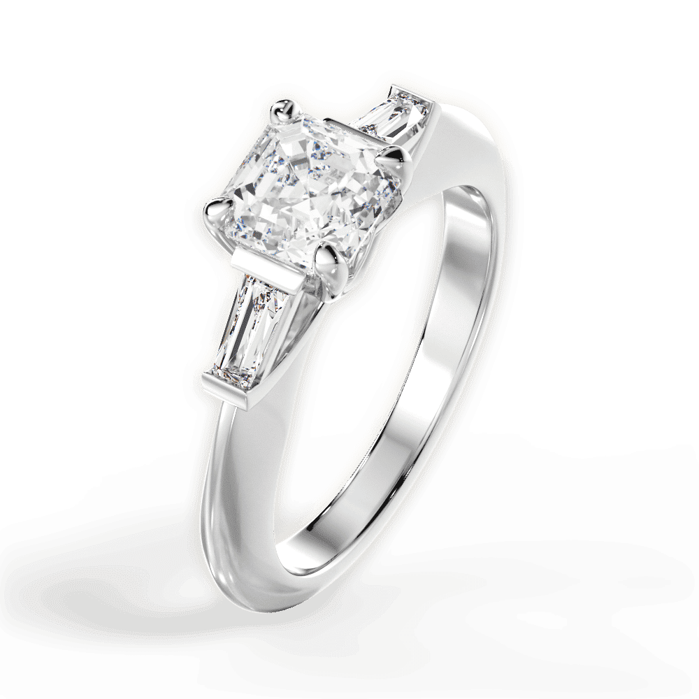 14kt White Gold/18kt White Gold/Platinum/asscher/side