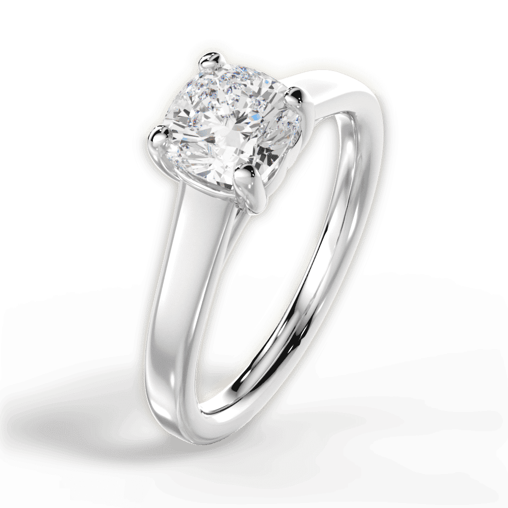 14kt White Gold/18kt White Gold/Platinum/cushion/side