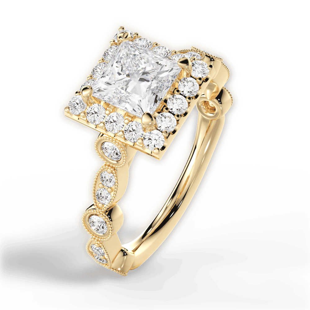 14kt Yellow Gold/18kt Yellow Gold/princess/side