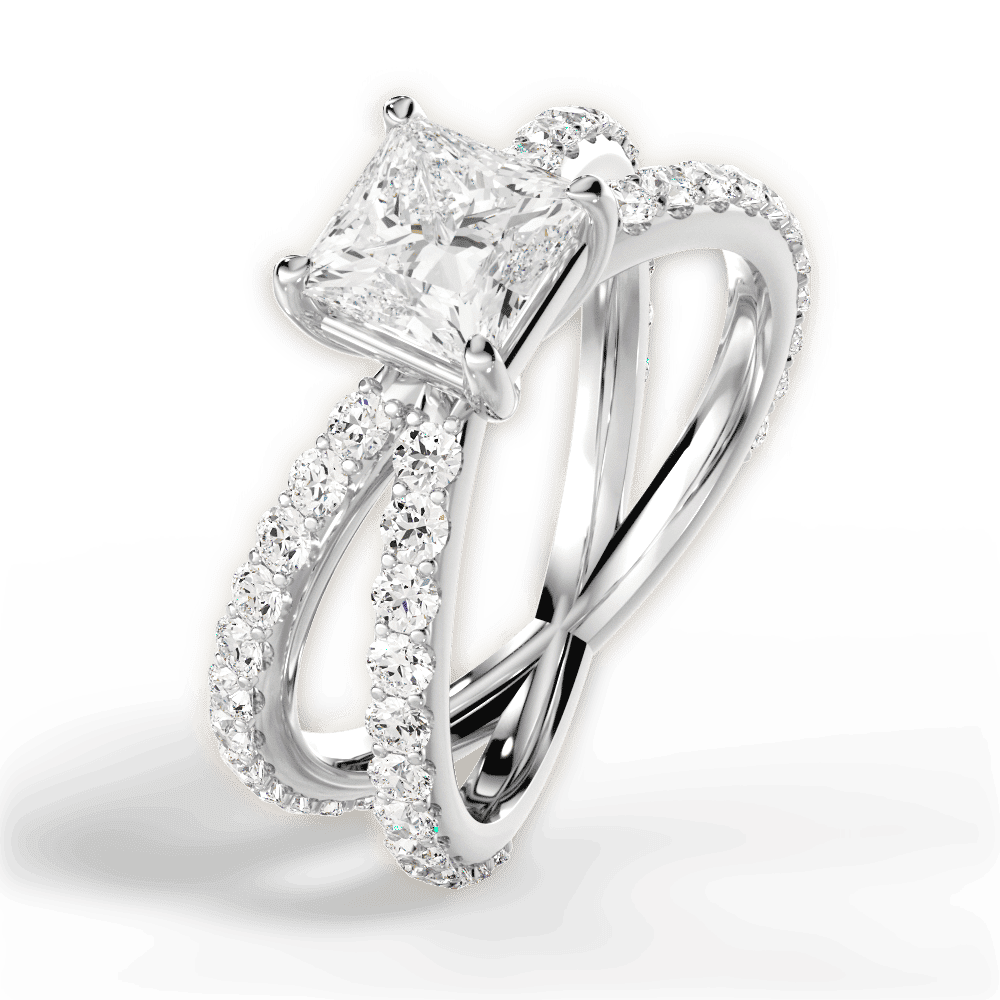 14kt White Gold/18kt White Gold/Platinum/princess/side