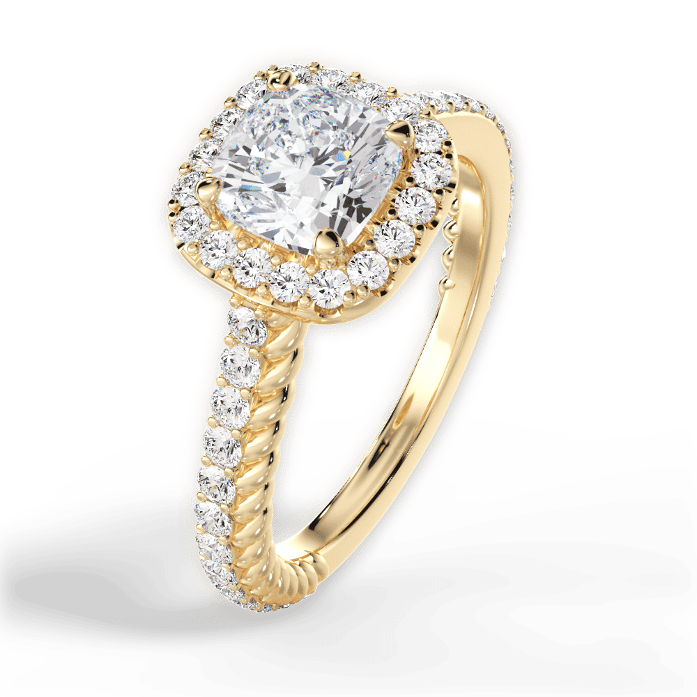 14kt Yellow Gold/18kt Yellow Gold/cushion/side