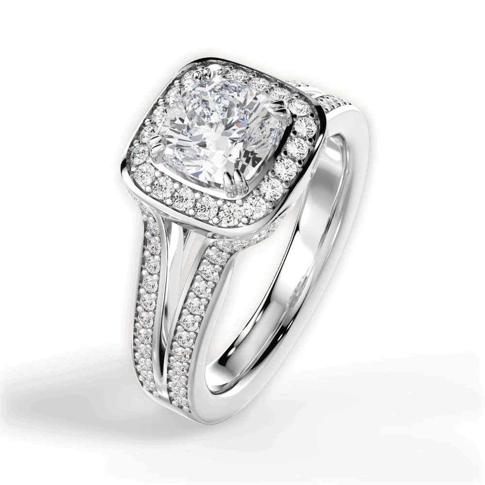 14kt White Gold/18kt White Gold/Platinum/cushion/side