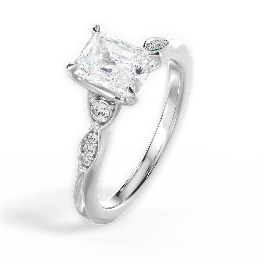 14kt White Gold/18kt White Gold/Platinum/radiant/side