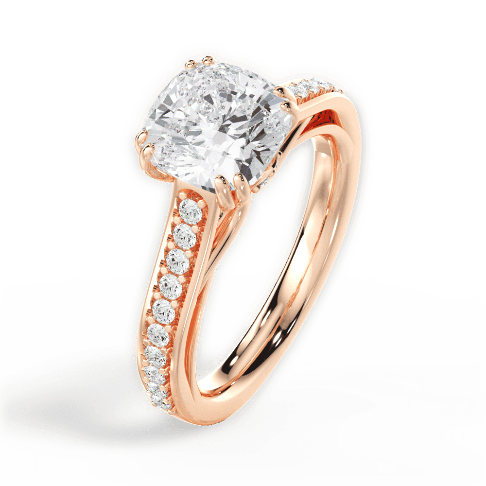 14kt Rose Gold/18kt Rose Gold/cushion/side