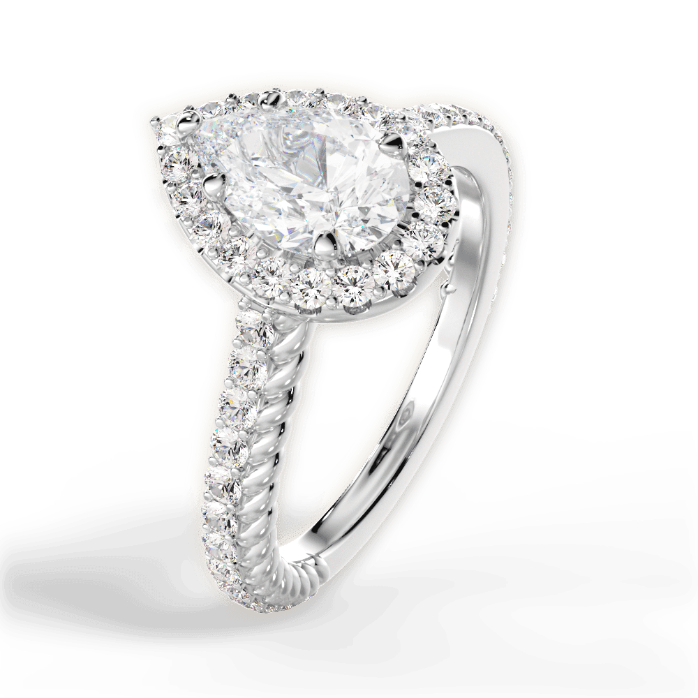 14kt White Gold/18kt White Gold/Platinum/pear/side