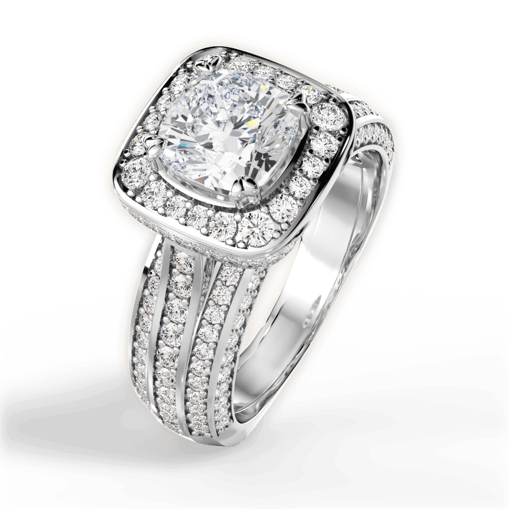 14kt White Gold/18kt White Gold/Platinum/cushion/side