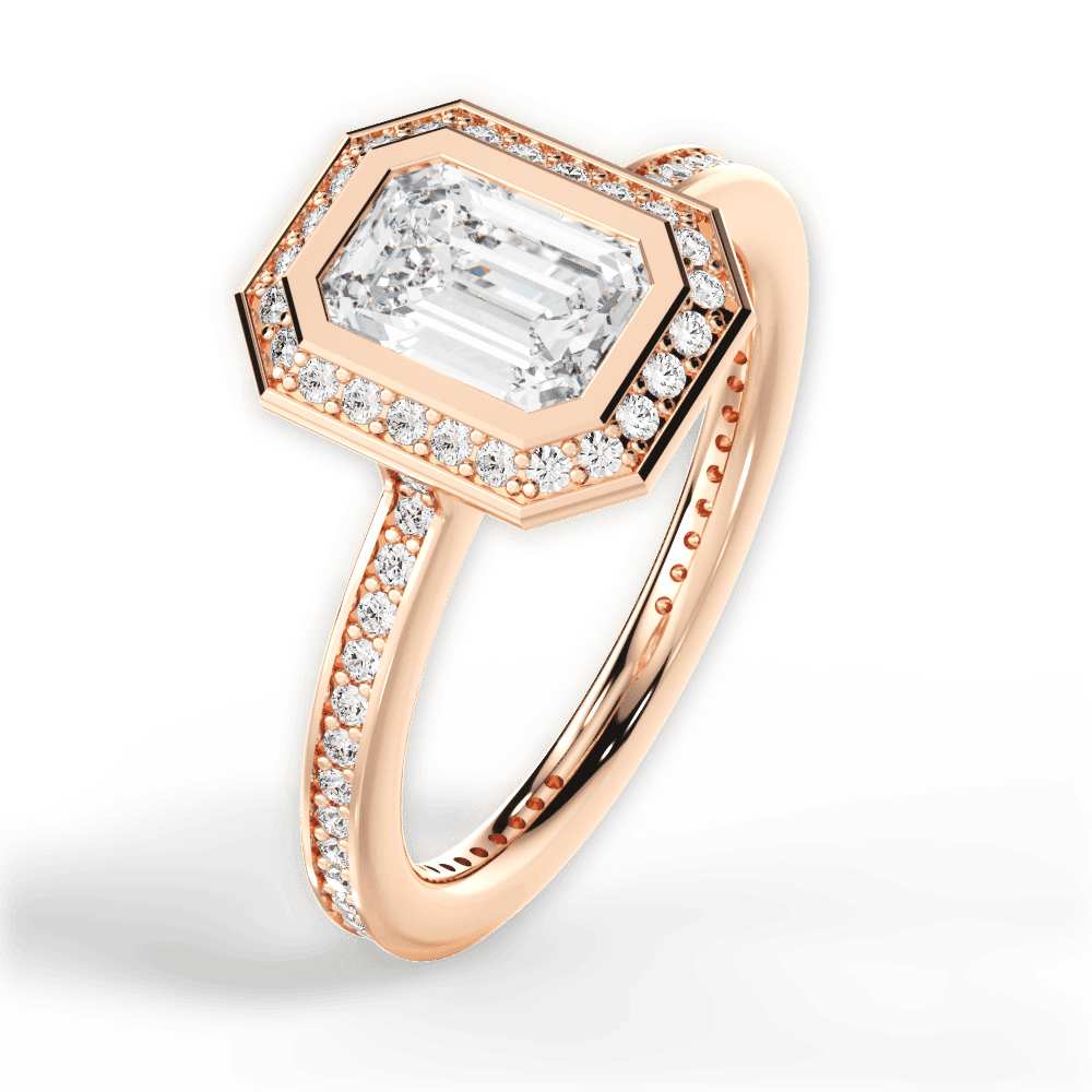 14kt Rose Gold/18kt Rose Gold/emerald/side