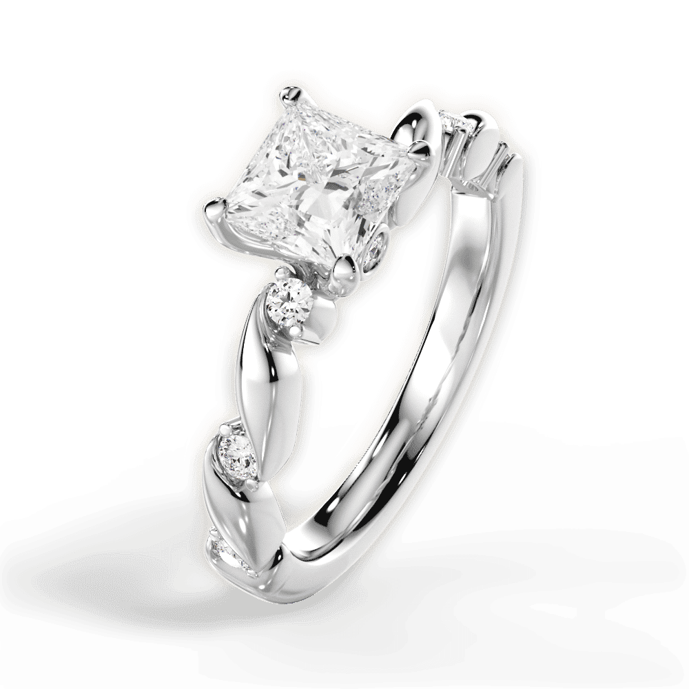 14kt White Gold/18kt White Gold/Platinum/princess/side