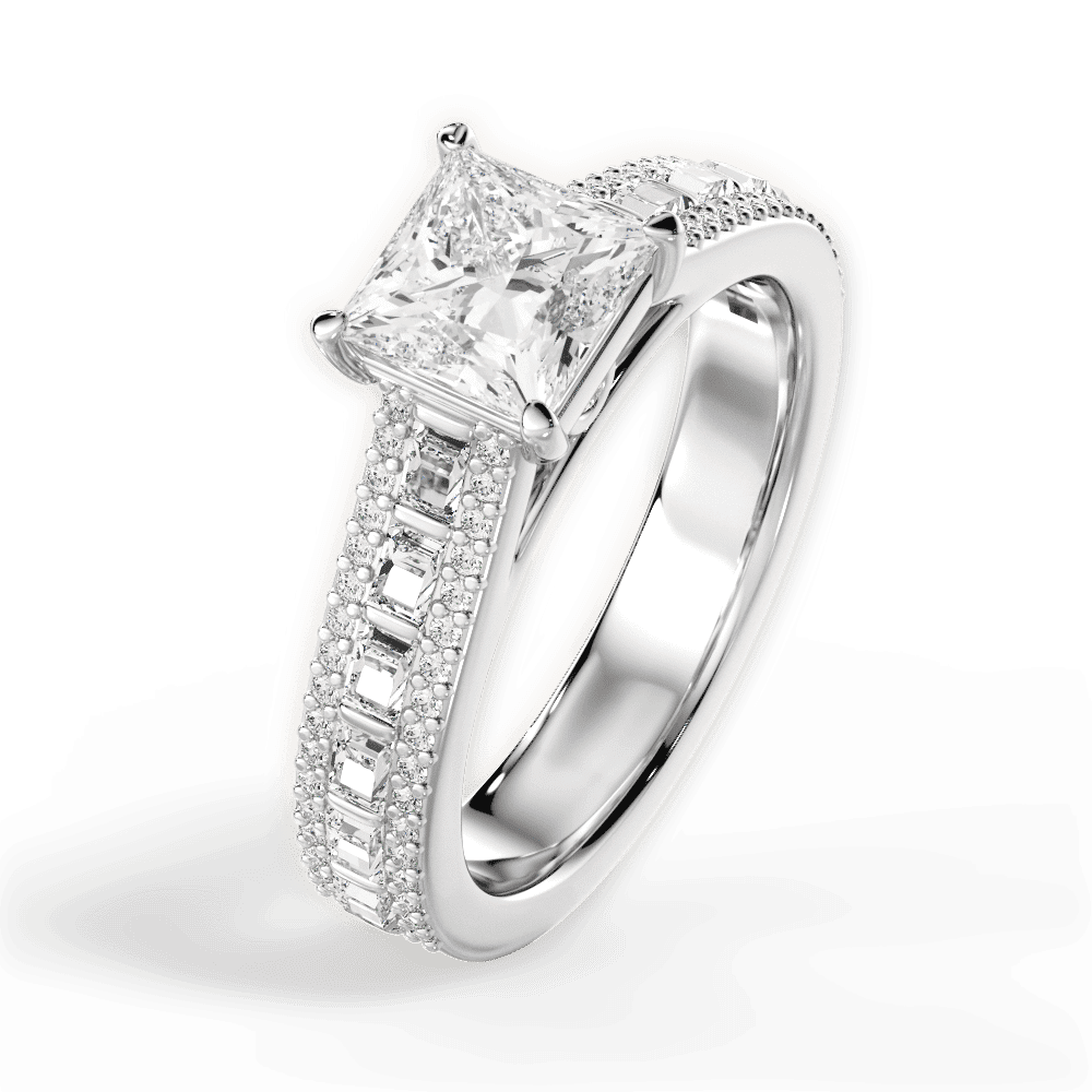 14kt White Gold/18kt White Gold/Platinum/princess/side