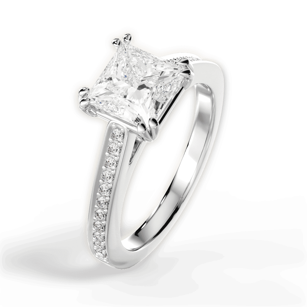 14kt White Gold/18kt White Gold/Platinum/princess/side