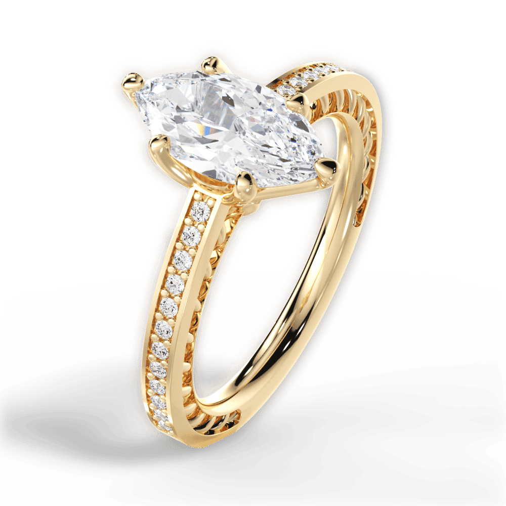 14kt Yellow Gold/18kt Yellow Gold/marquise/side