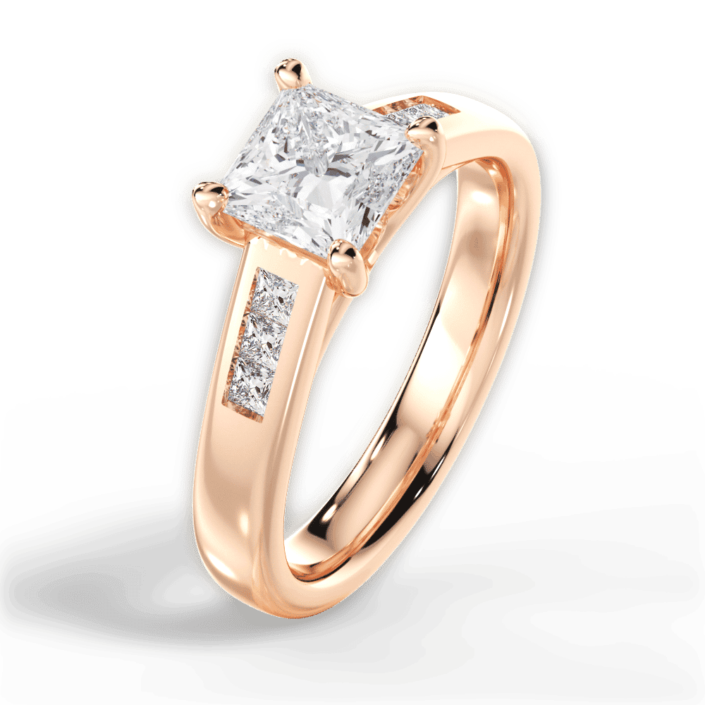 14kt Rose Gold/18kt Rose Gold/princess/side