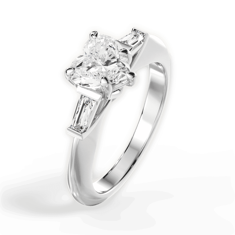 14kt White Gold/18kt White Gold/Platinum/heart/side