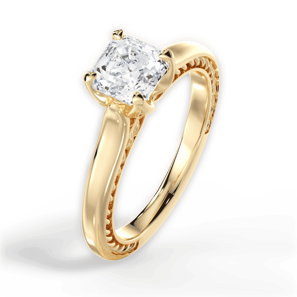 14kt Yellow Gold/18kt Yellow Gold/asscher/side