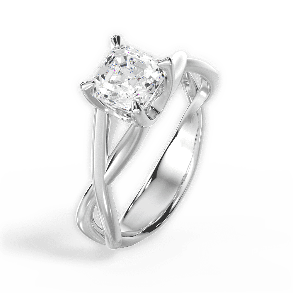 14kt White Gold/18kt White Gold/Platinum/asscher/side