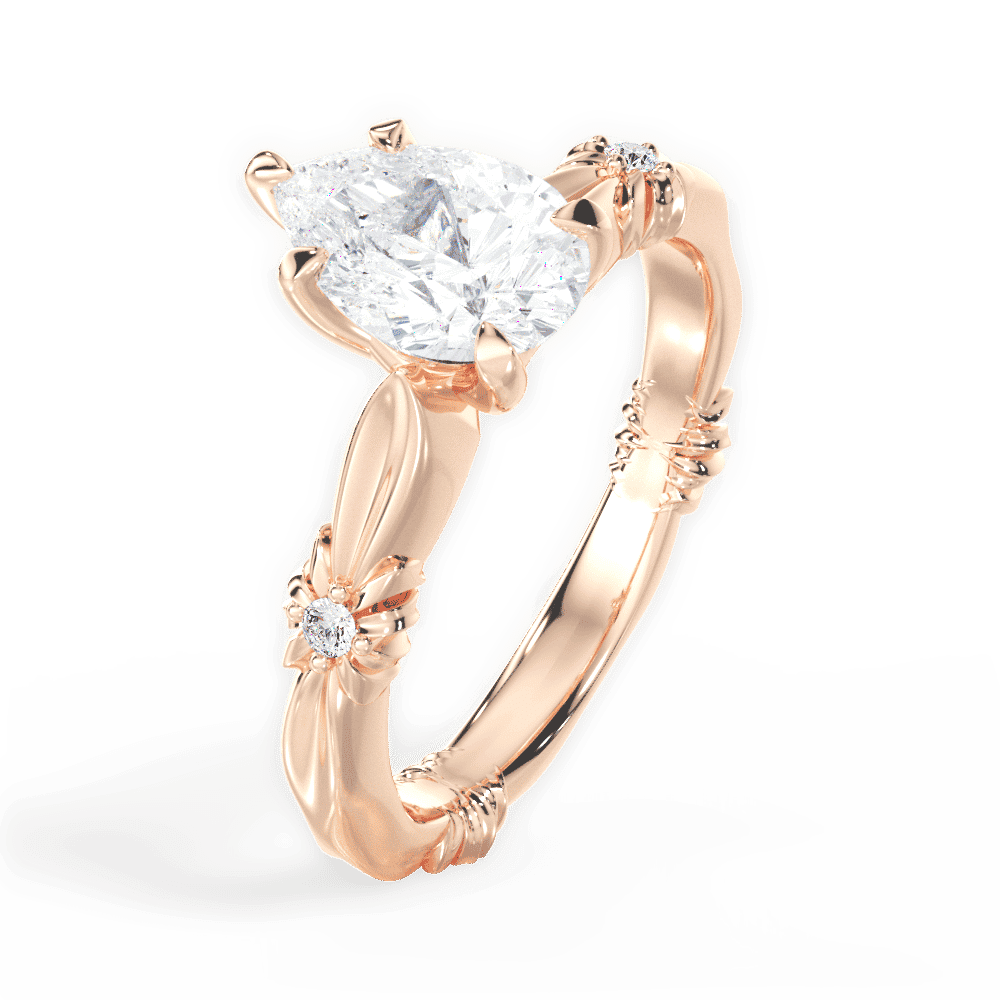 14kt Rose Gold/18kt Rose Gold/pear/side