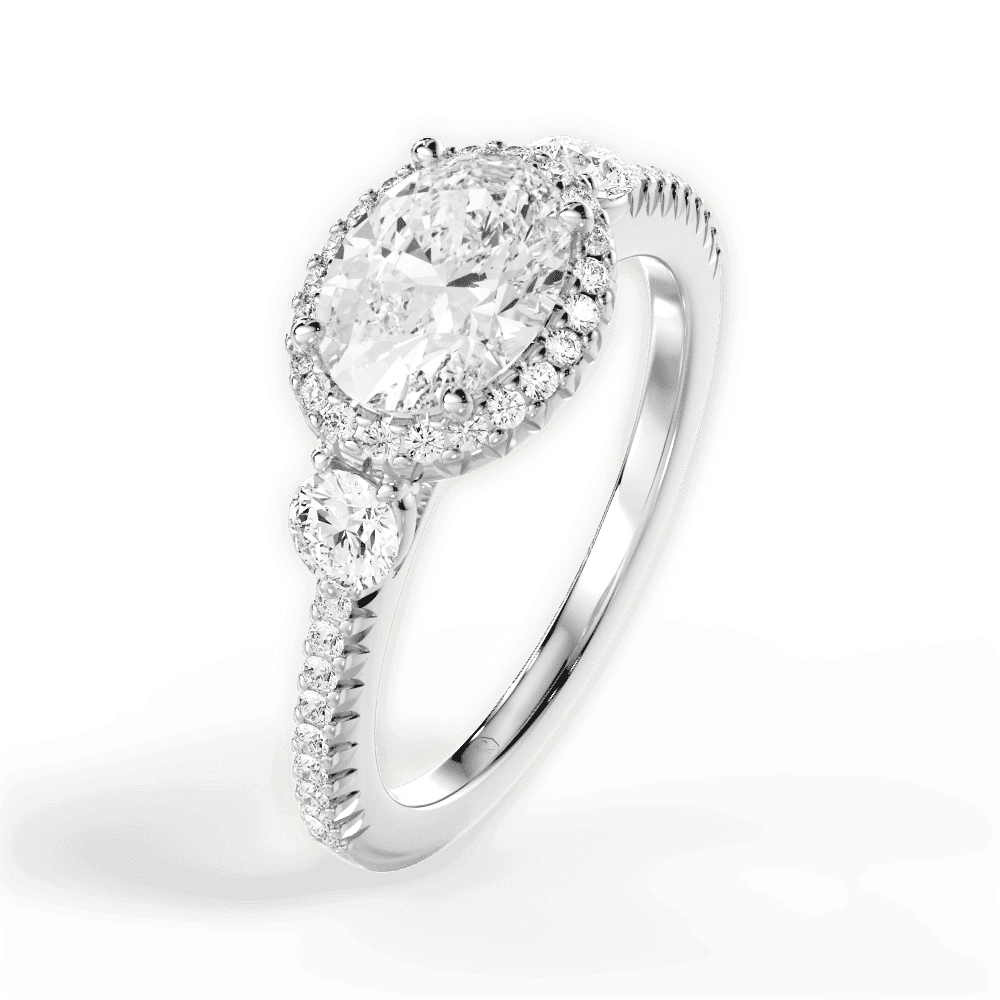 14kt White Gold/18kt White Gold/Platinum/oval/side