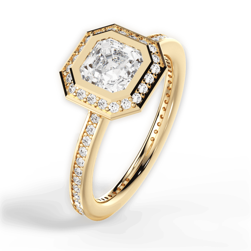 14kt Yellow Gold/18kt Yellow Gold/asscher/side