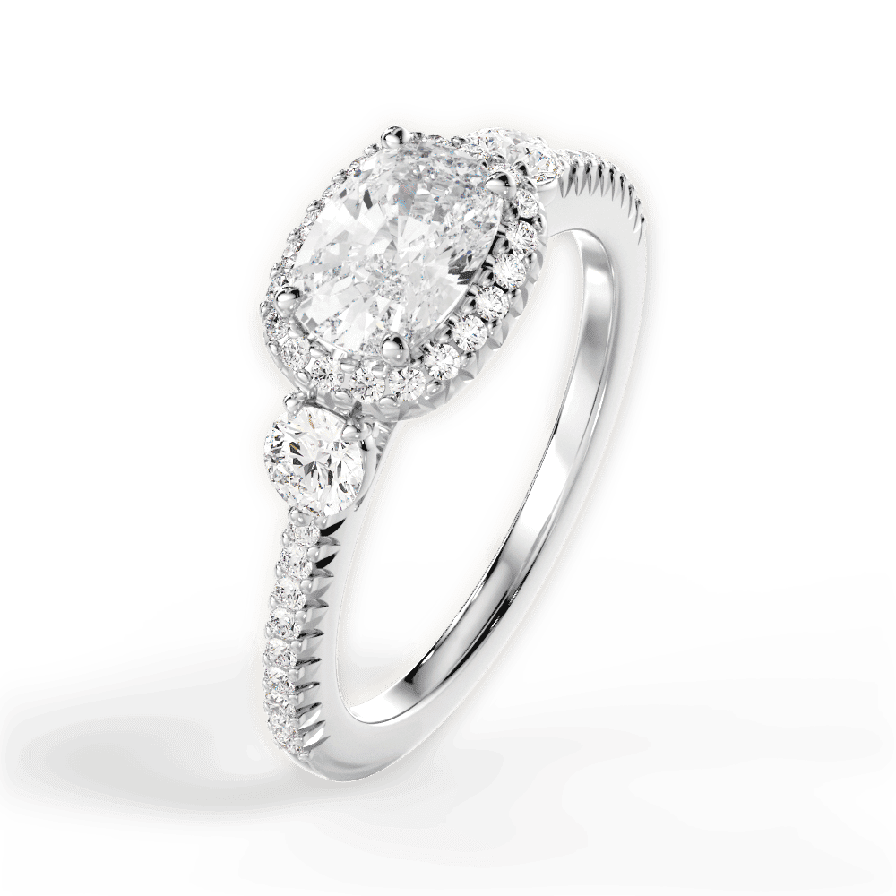 14kt White Gold/18kt White Gold/Platinum/cushion/side