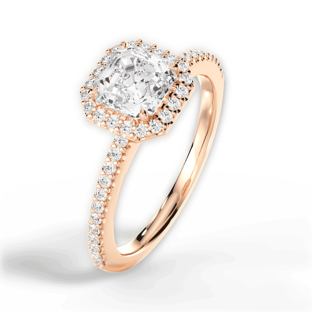 14kt Rose Gold/18kt Rose Gold/asscher/side