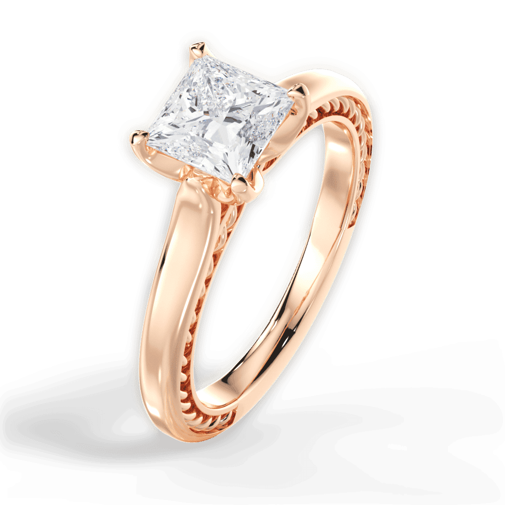 14kt Rose Gold/18kt Rose Gold/princess/side